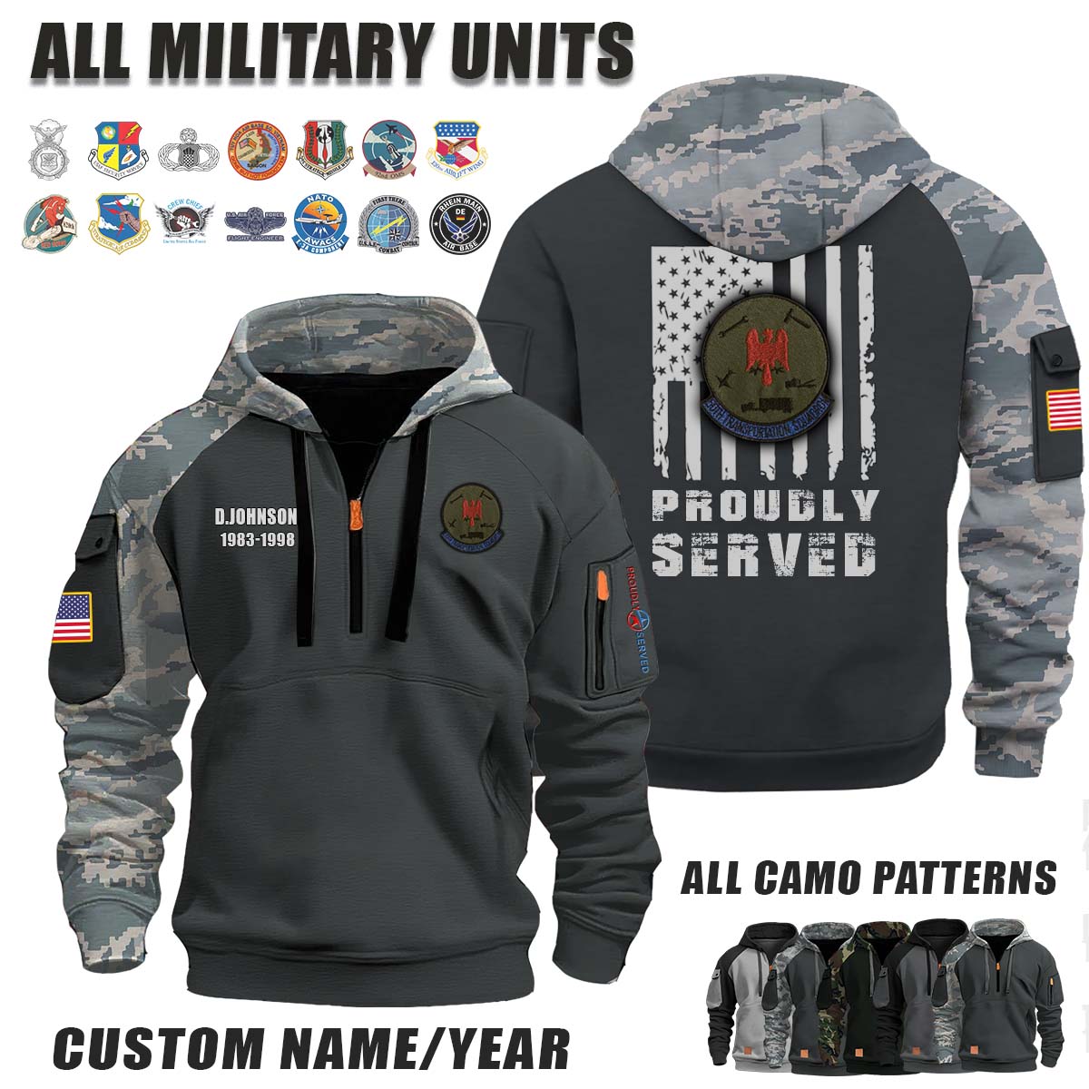 50th Trans Sq 50th Transport Squadron_Camo Halfzip Hoodie