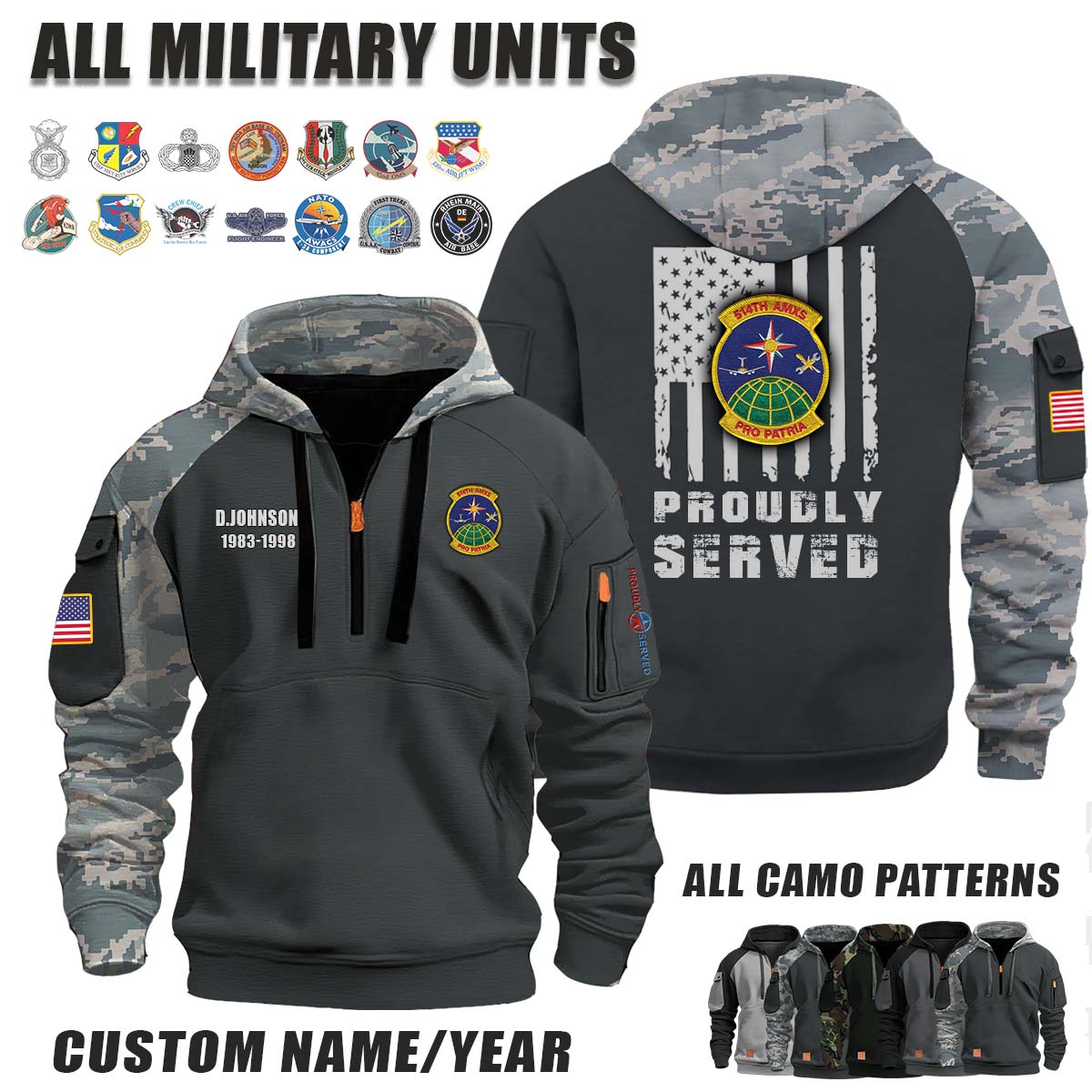 514th AMXS Aircraft Maintenance Squadron_Camo Halfzip Hoodie