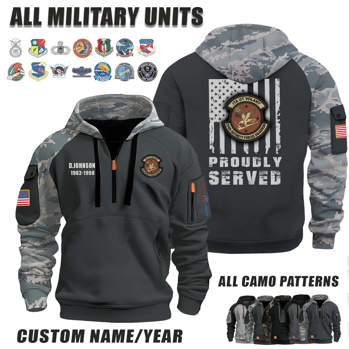514th SFS Security Forces Squadron_Camo Halfzip Hoodie