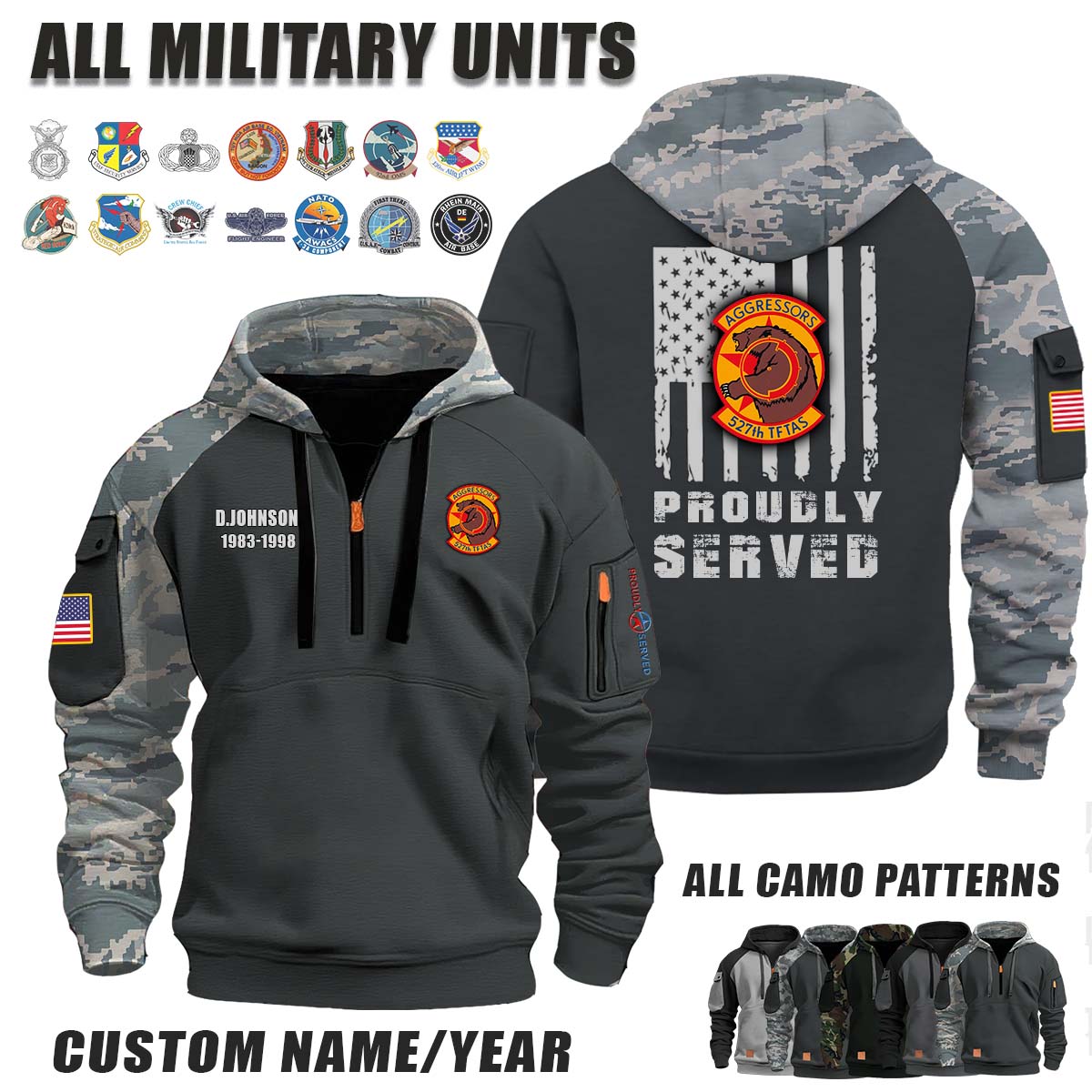 527th Aggressor Squadron_Camo Halfzip Hoodie