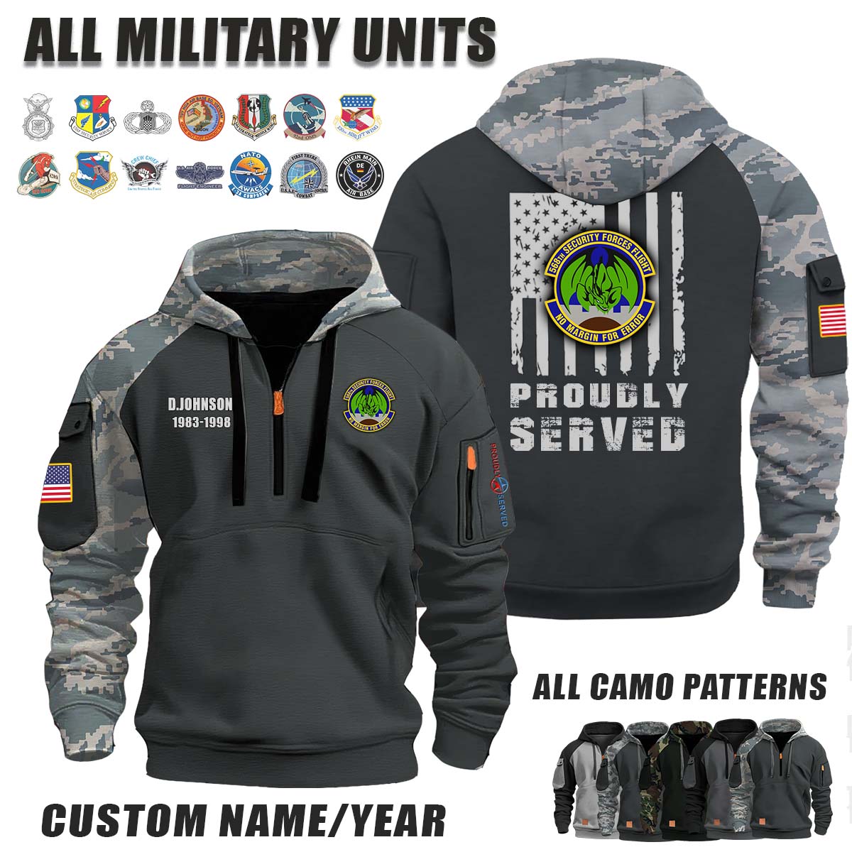 568th SFF 568th Security Forces Flight_Camo Halfzip Hoodie