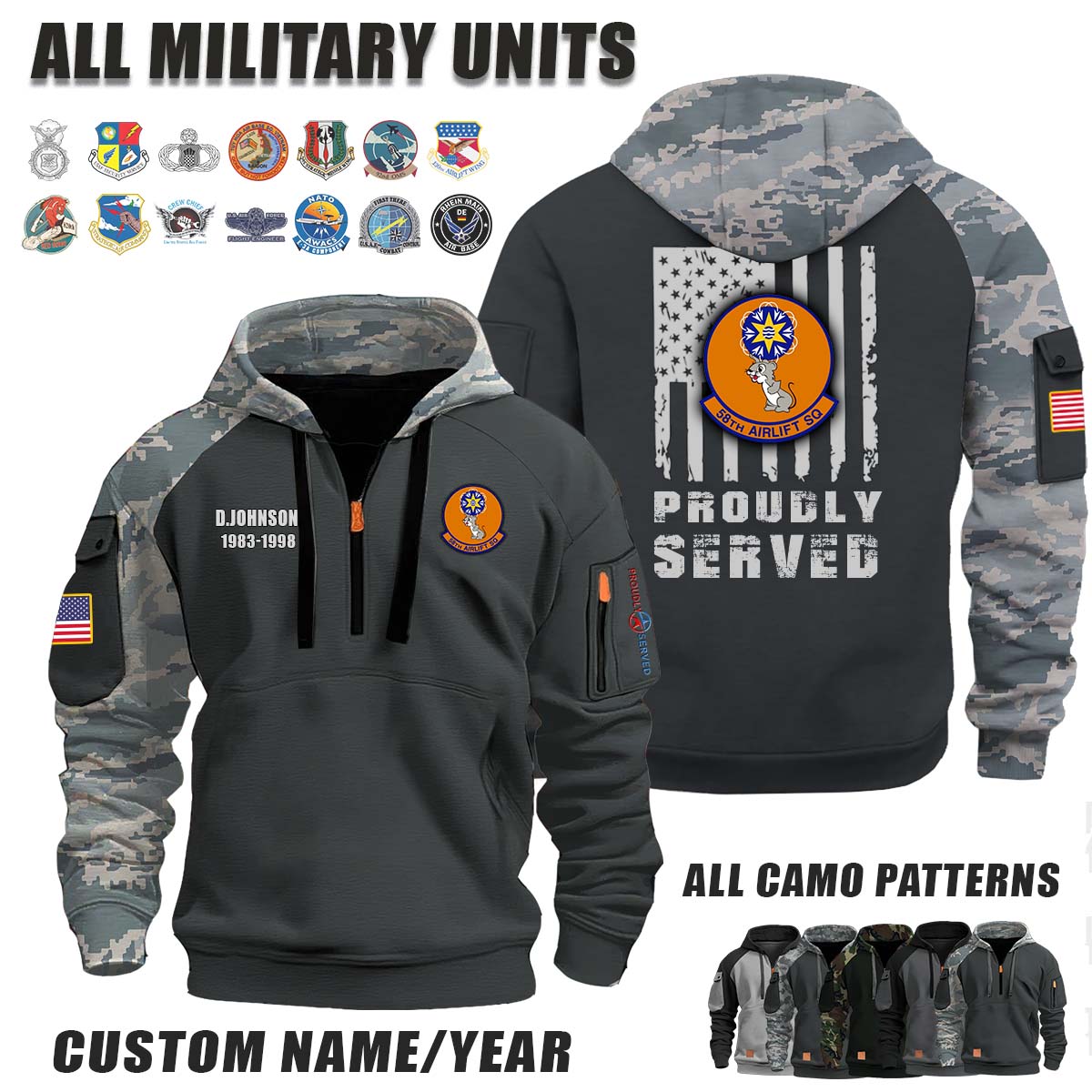58th AS 58th Airlift Squadron_Camo Halfzip Hoodie