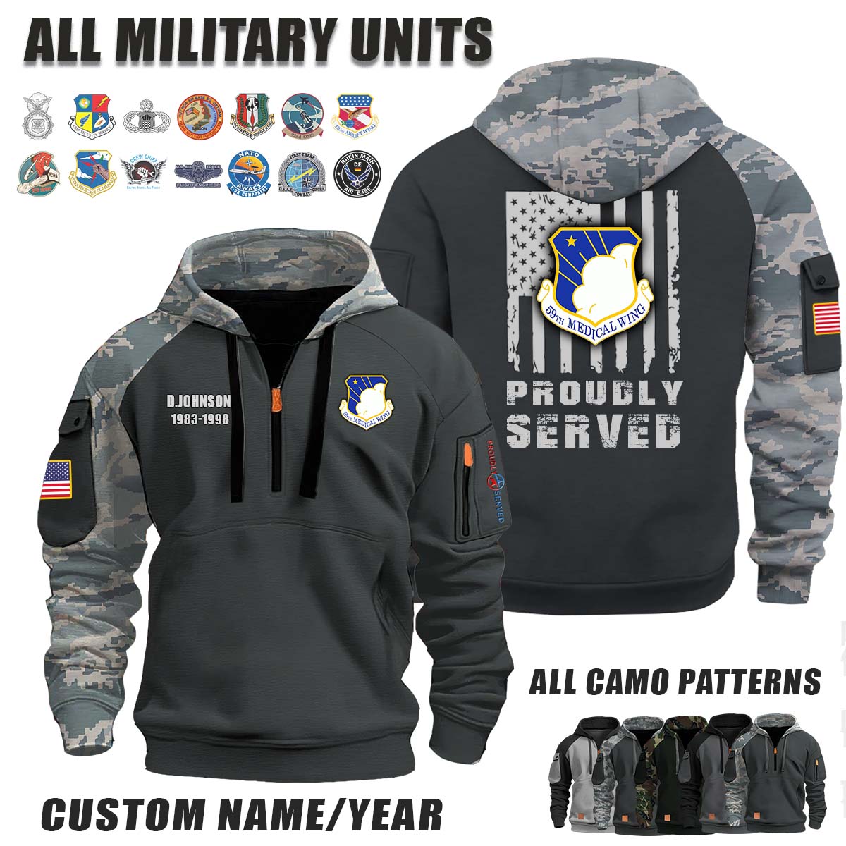 59th MDW Medical Wing_Camo Halfzip Hoodie