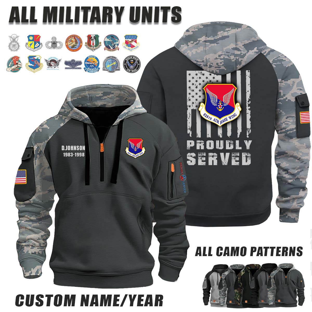 628th Air Base Wing_Camo Halfzip Hoodie