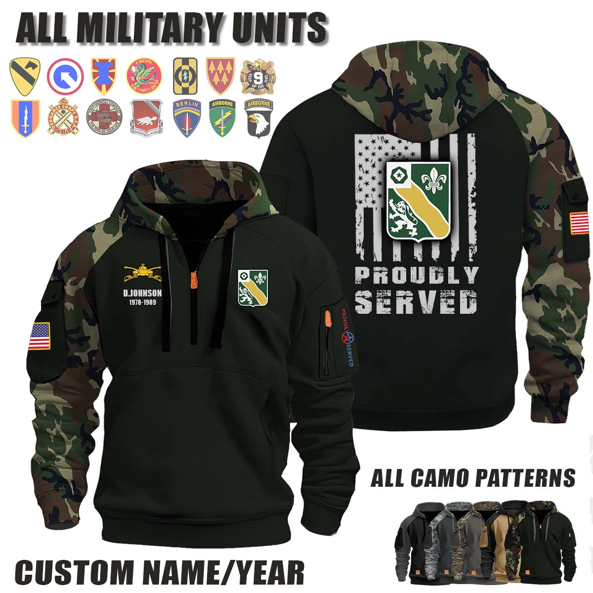 63rd Armor Regiment_Camo Halfzip Hoodie