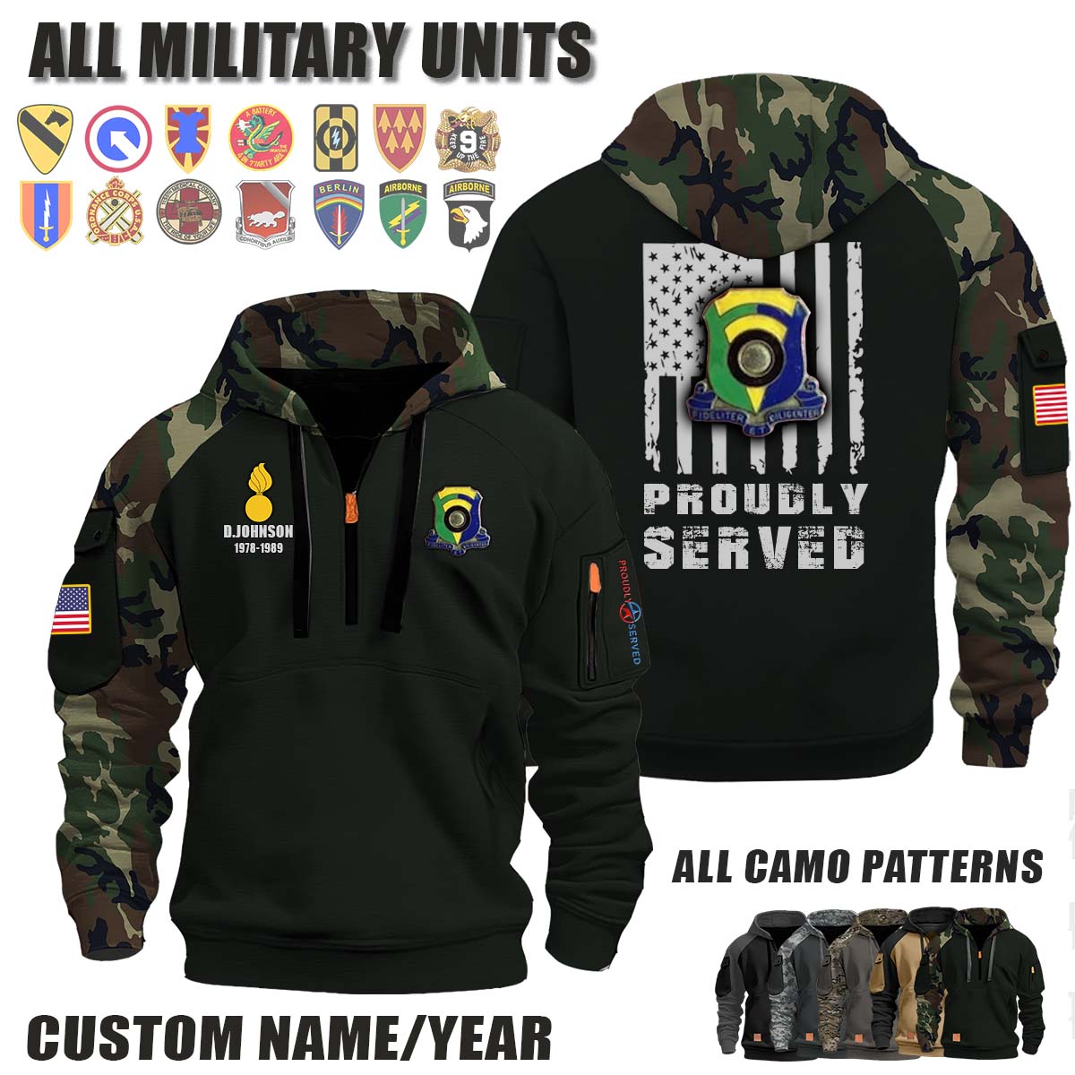 64th ORD BN 64th Ordnance Battalion_Camo Halfzip Hoodie