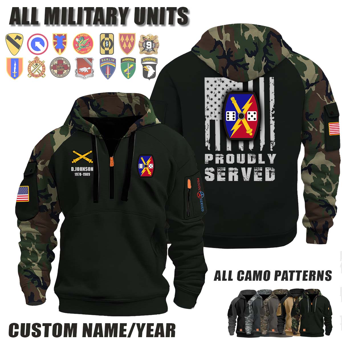 65th FA BDE 65th Field Artillery Brigade_Camo Halfzip Hoodie