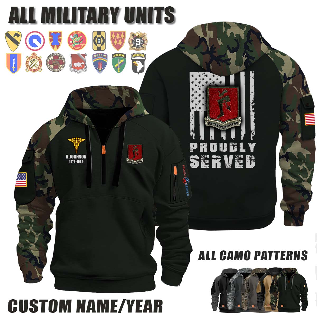 65th Medical Group_Camo Halfzip Hoodie