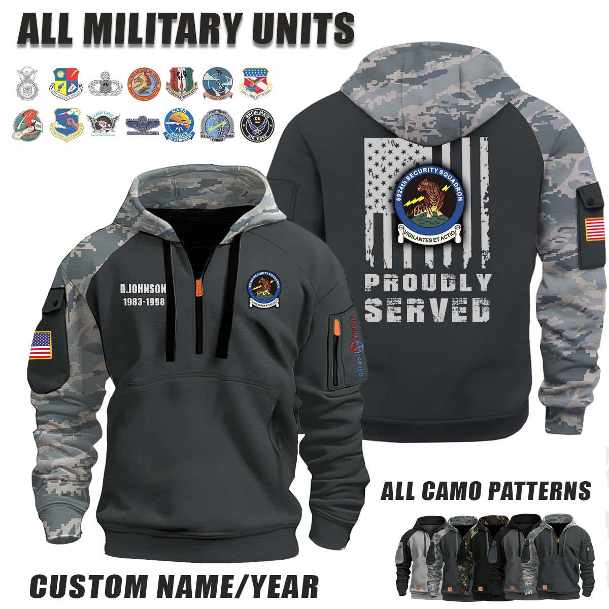 6924th SS 6924th Security Squadron_Camo Halfzip Hoodie