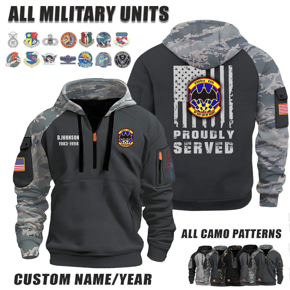 6988th ESS Electronic Security Squadron_Camo Halfzip Hoodie