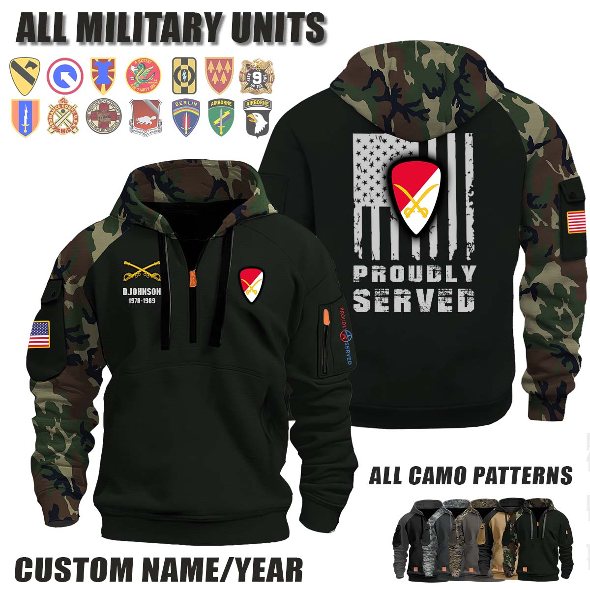 6th CAV BDE 6th Cavalry Brigade_Camo Halfzip Hoodie