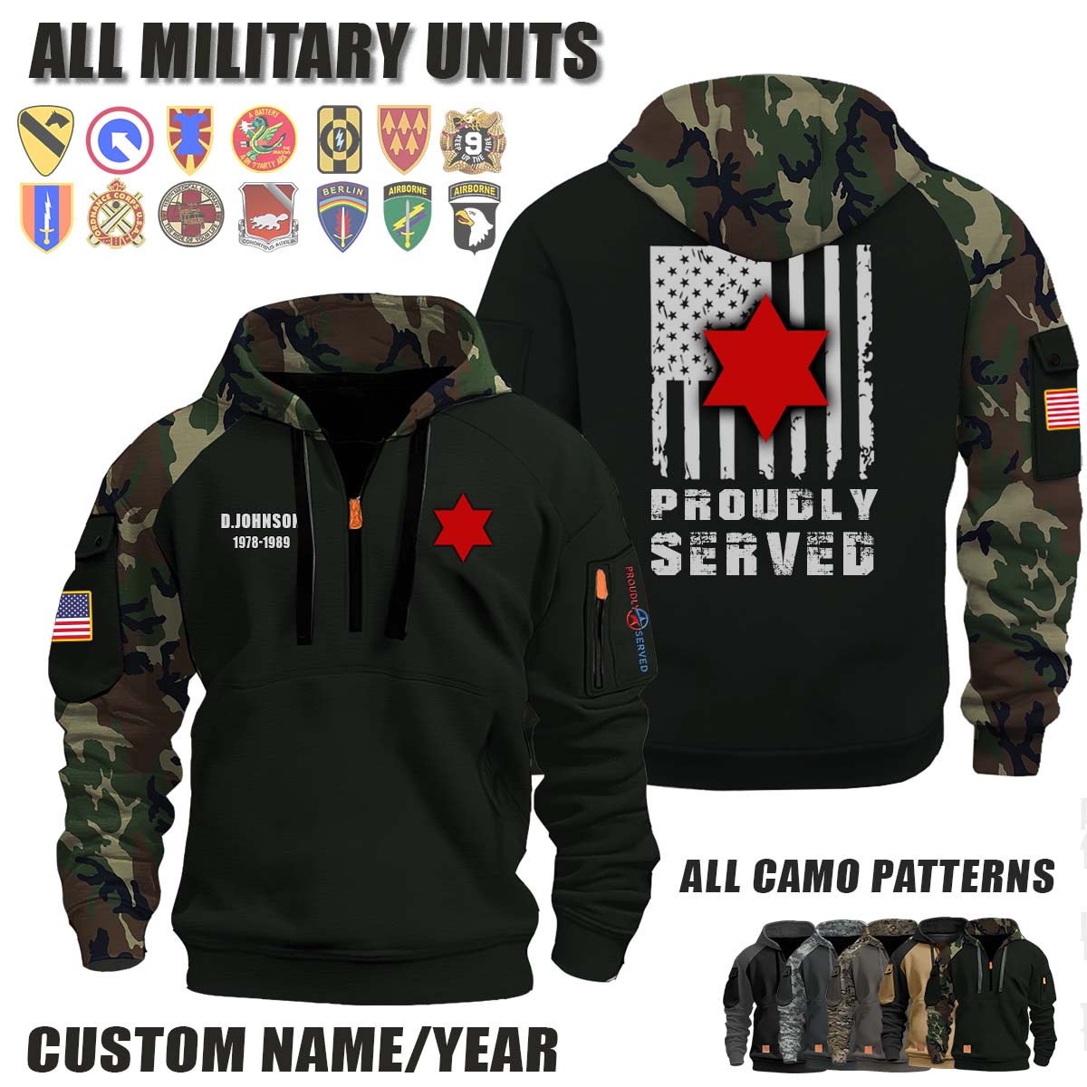 6th ID 6th Infantry Division_Camo Halfzip Hoodie