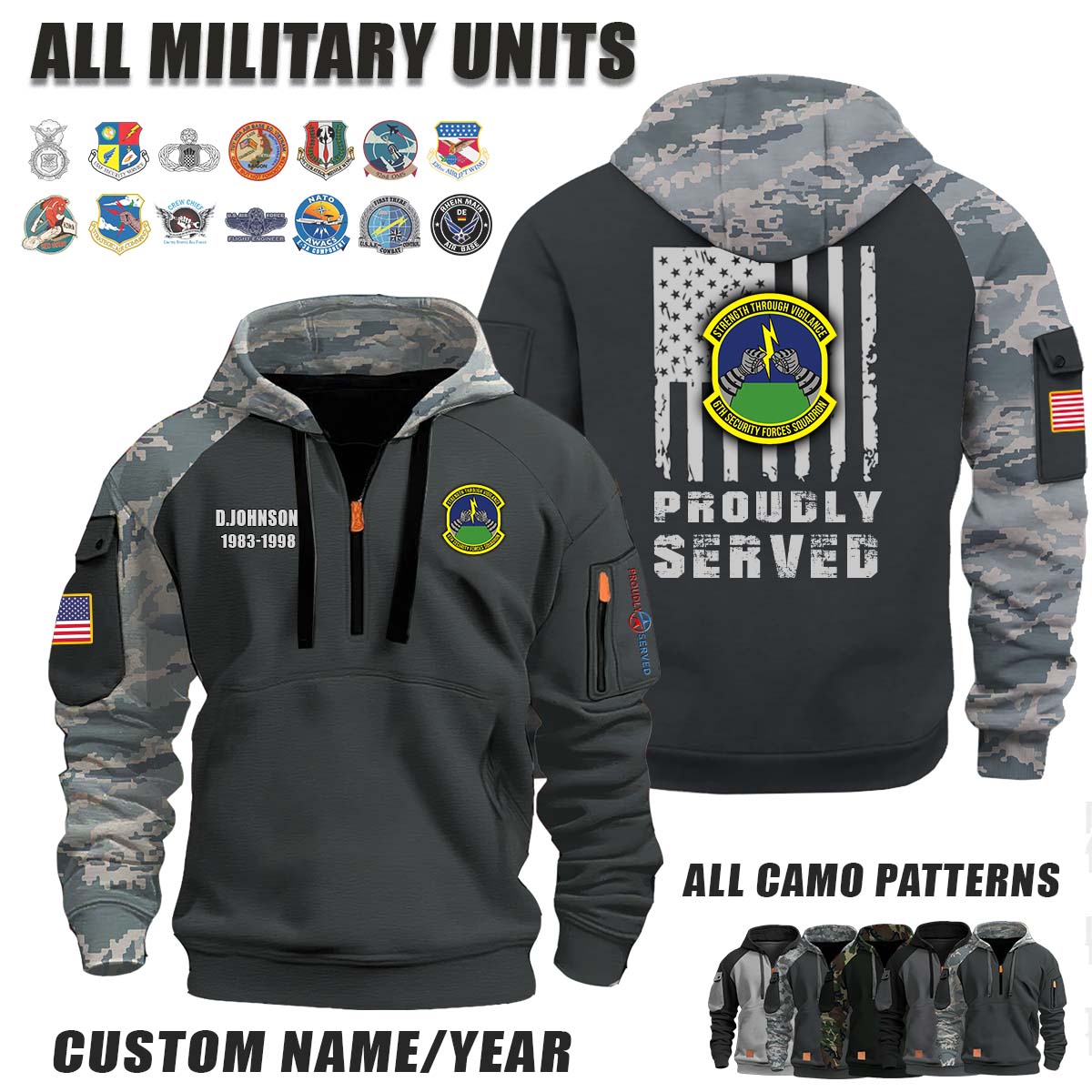 6th SFS Security Forces Squadron_Camo Halfzip Hoodie