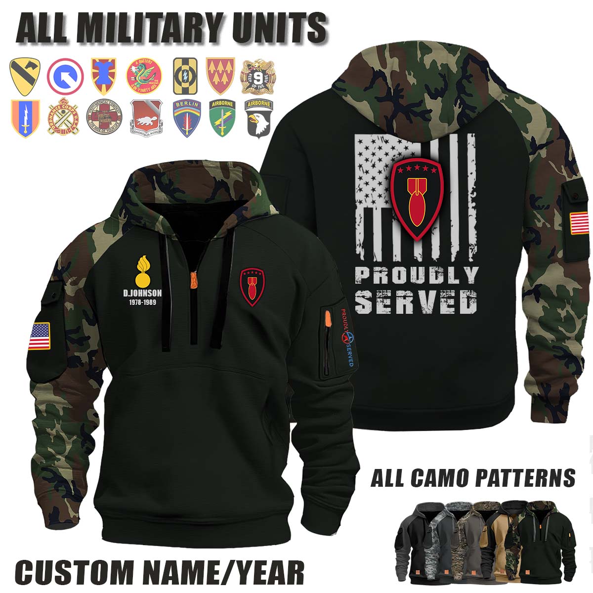 71st ORD GP 71st Ordnance Group_Camo Halfzip Hoodie