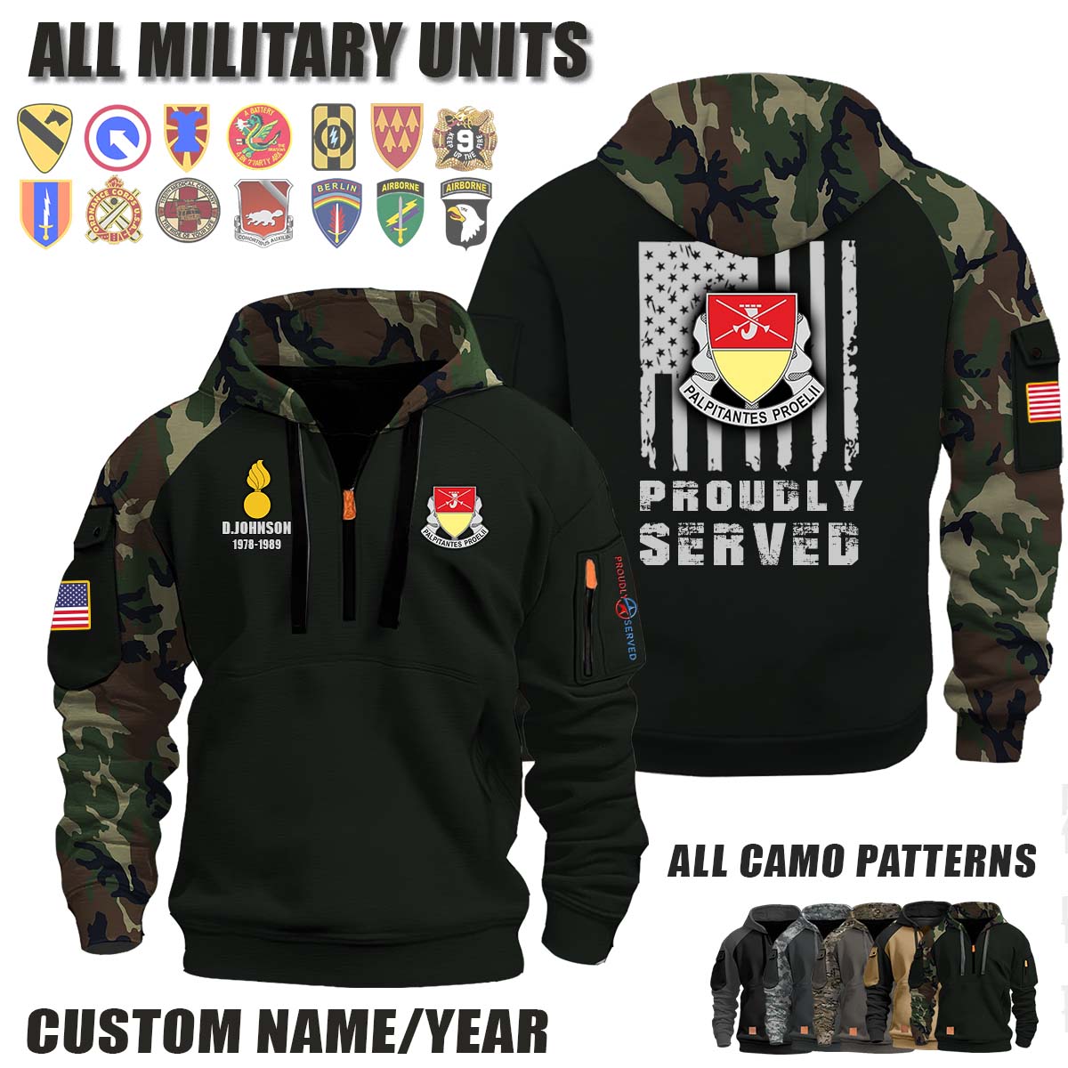 746th MAINT BN 746th Maintenance Battalion_Camo Halfzip Hoodie