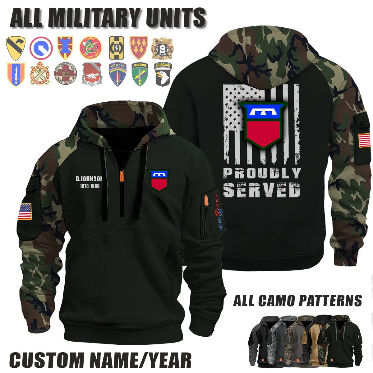 76th ID 76th Infantry Division_Camo Halfzip Hoodie