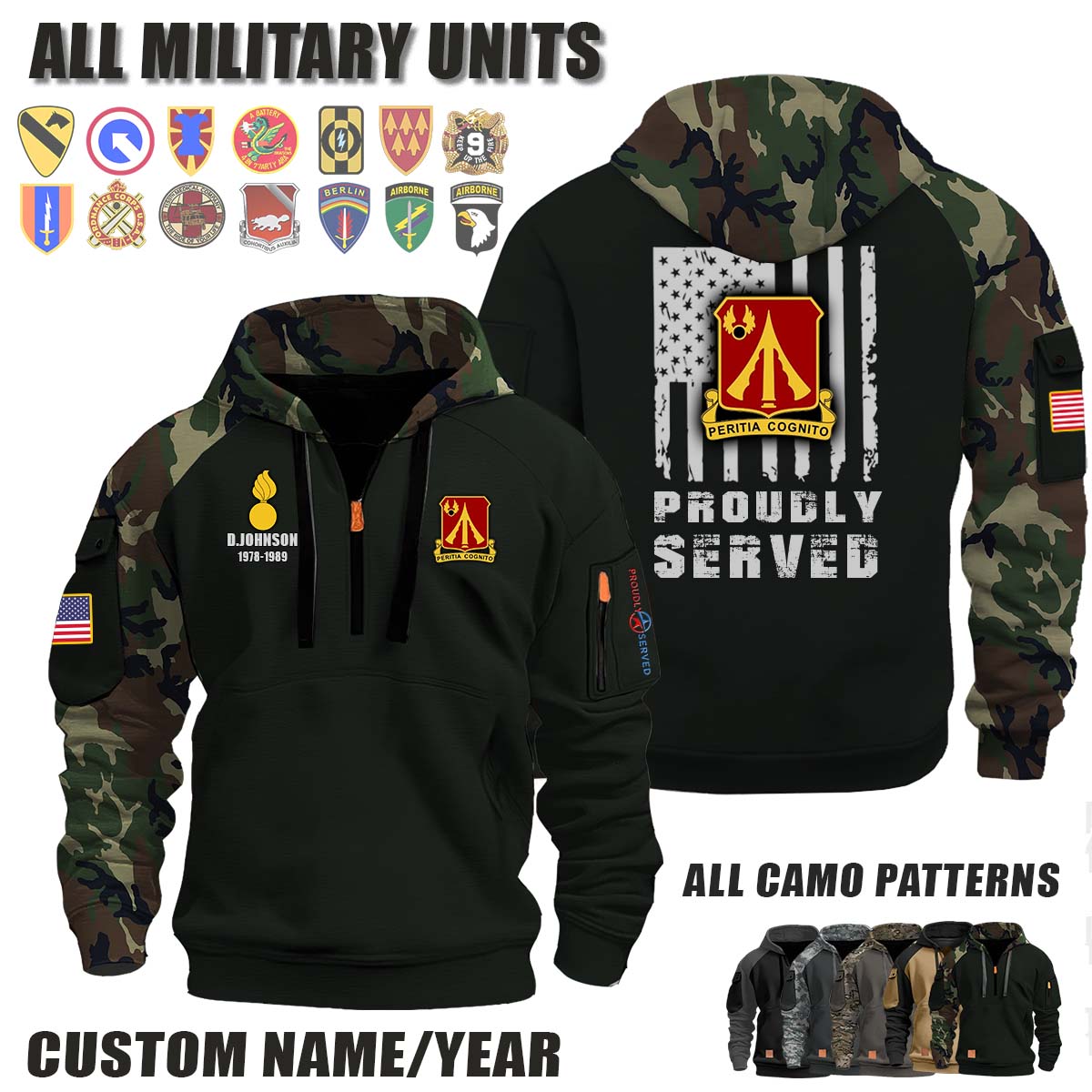 782th MAINT BN 782th Maintenance Battalion_Camo Halfzip Hoodie