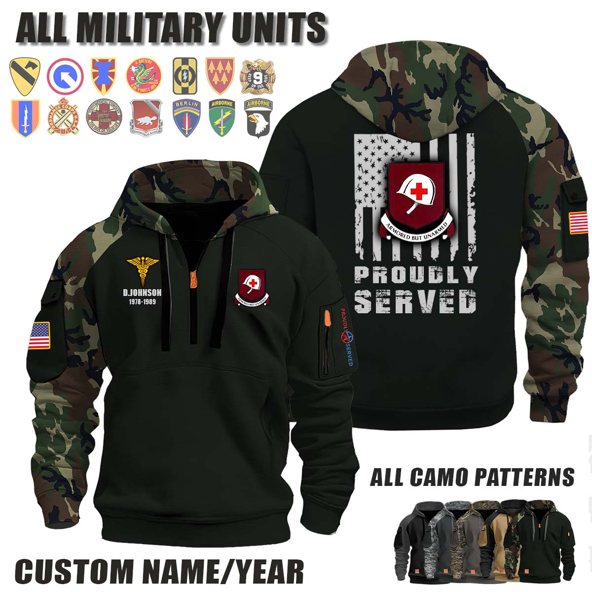 81st MED BN 81st Medical Battalion_Camo Halfzip Hoodie