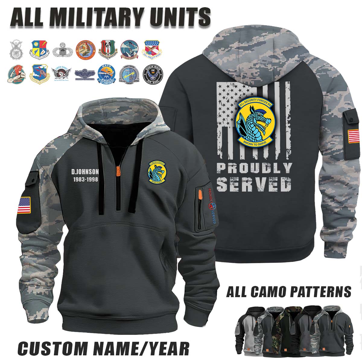 81st SFS Security Forces Squadron_Camo Halfzip Hoodie