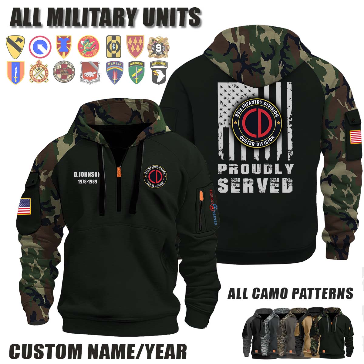 85th ID 85th Infantry Division_Camo Halfzip Hoodie
