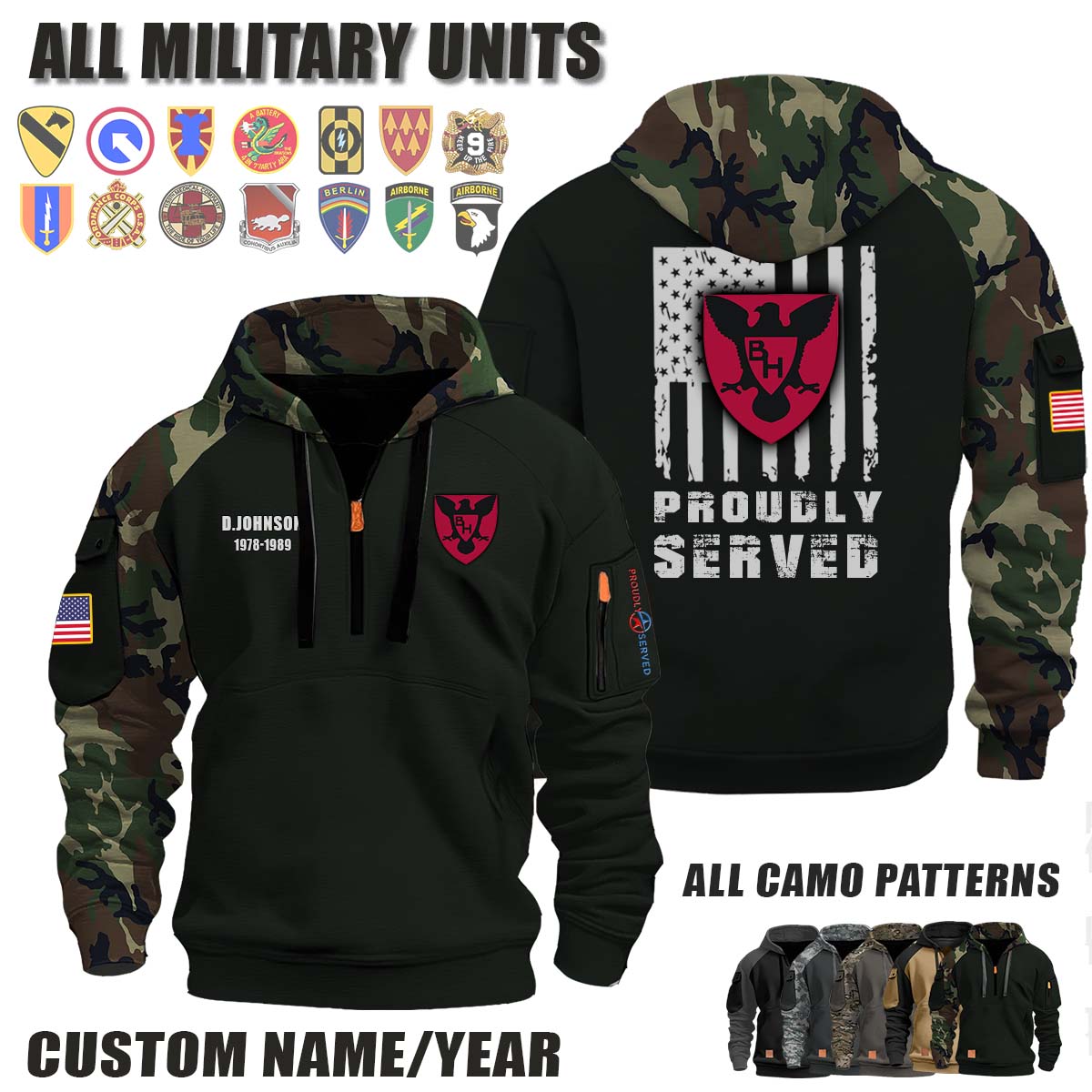 86th ID 86th Infantry Division_Camo Halfzip Hoodie