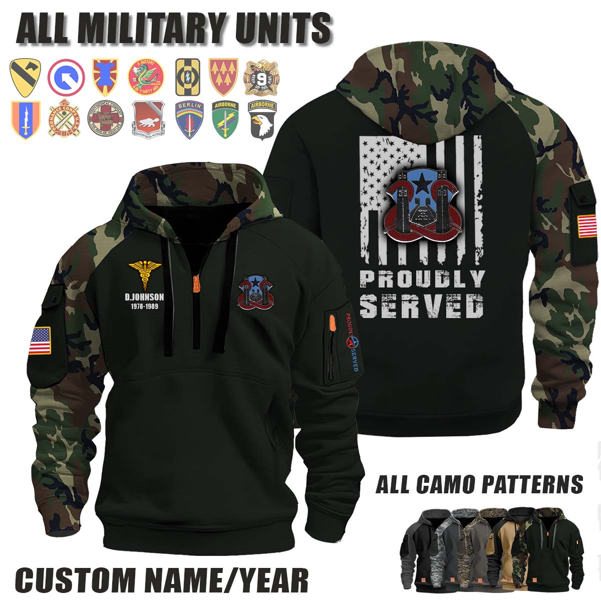 87th MED BN 87th Medical Battalion_Camo Halfzip Hoodie