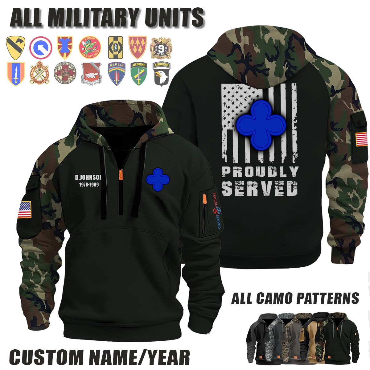 88th ID 88th Infantry Division_Camo Halfzip Hoodie
