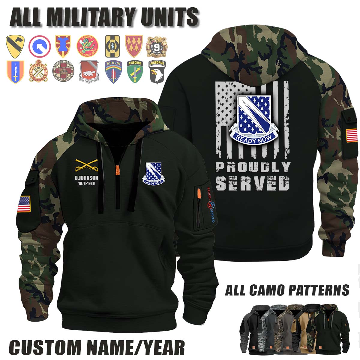 89th Cavalry Regiment_Camo Halfzip Hoodie