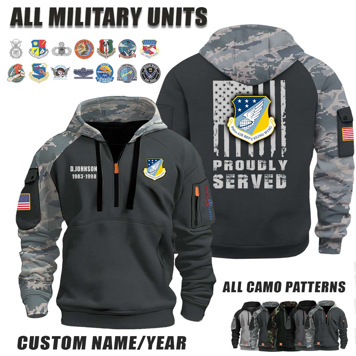 916th ARW Air Refueling Wing_Camo Halfzip Hoodie