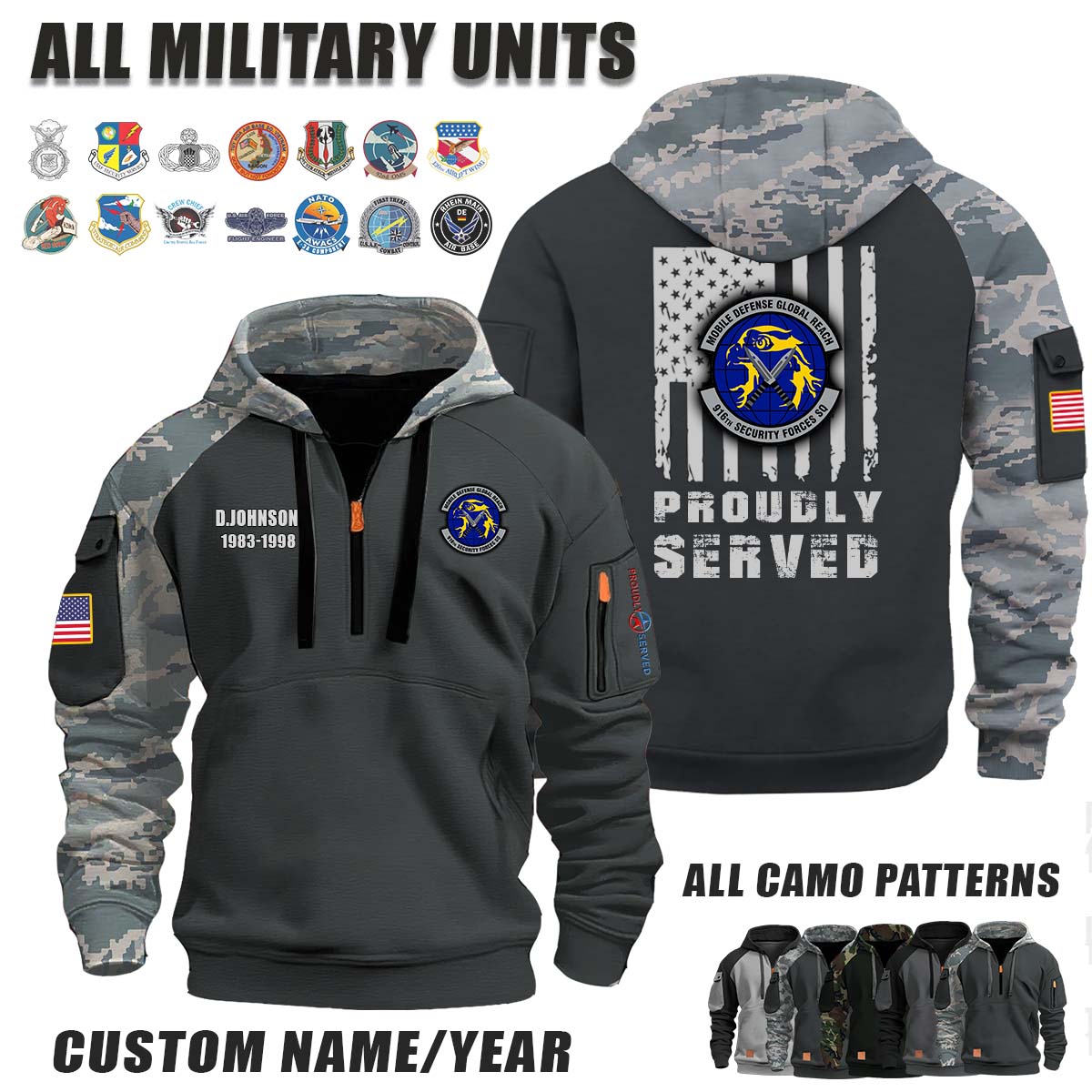 916th SFS Security Forces Squadron_Camo Halfzip Hoodie