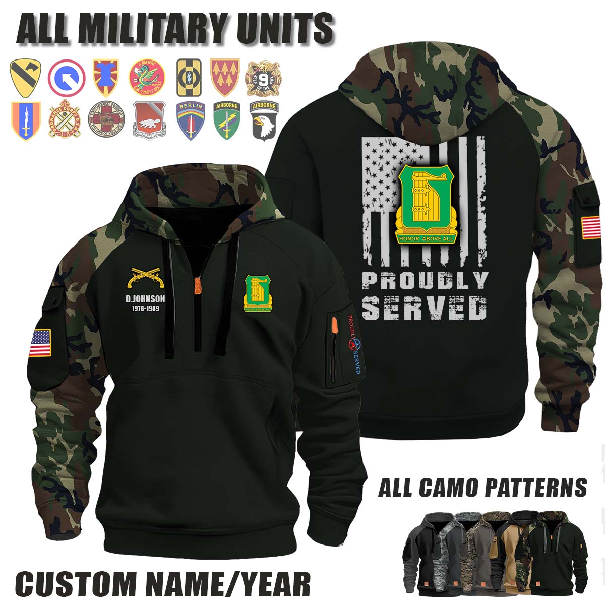 91st MP BN 91st Military Police Battalion_Camo Halfzip Hoodie