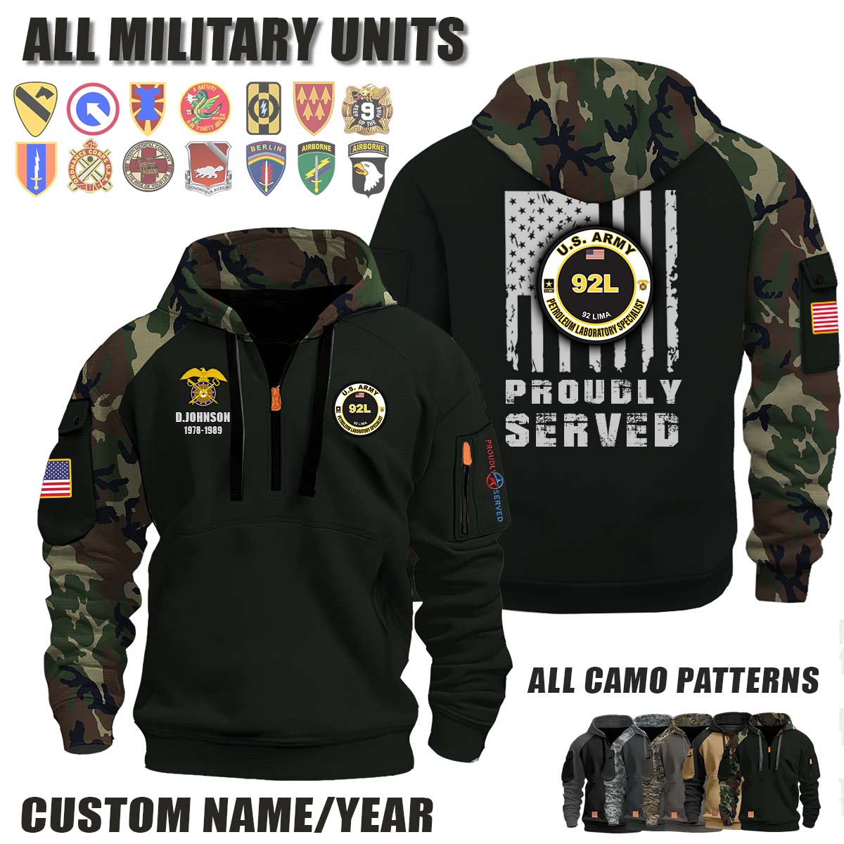 92L Petroleum Laboratory Specialist_Camo Halfzip Hoodie