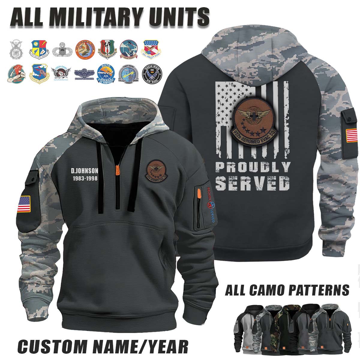 932d AES Aeromedical Evacuation Squadron_Camo Halfzip Hoodie