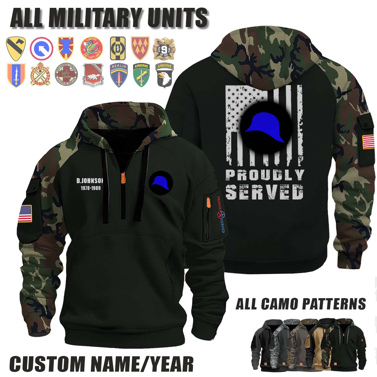 93rd ID 93rd Infantry Division_Camo Halfzip Hoodie