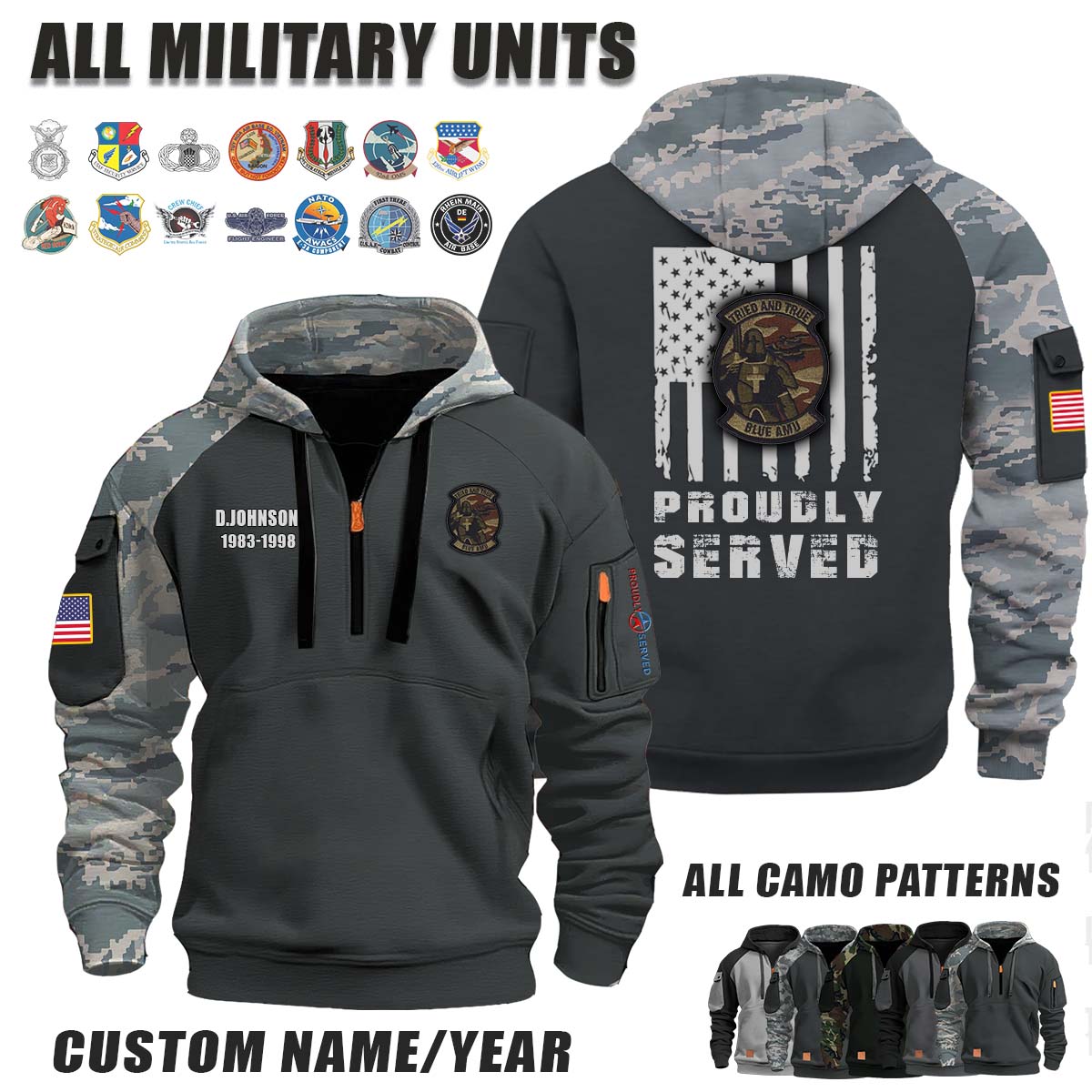 96 AMXS Blue AMU_Camo Halfzip Hoodie