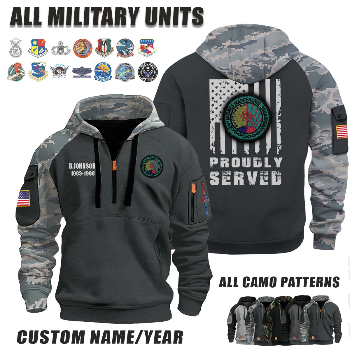 9th AMS 9th Avionics Maintenance Squadron_Camo Halfzip Hoodie