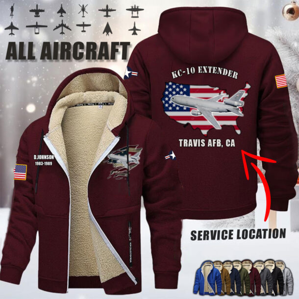 Custom Aircraft Flag Fleece Zip Hoodie 6