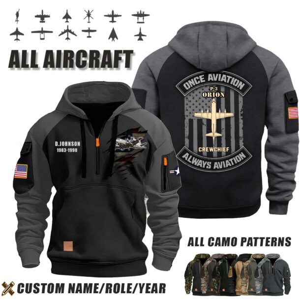 Custom Aircraft V1 Once An Airman Flag Halfzip Hoodie 3