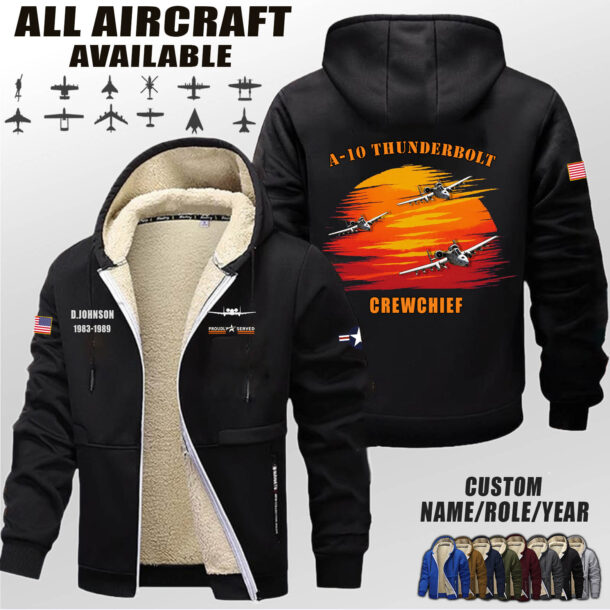 Custom US Aircraft Sunset Fleece Zip Hoodie 2