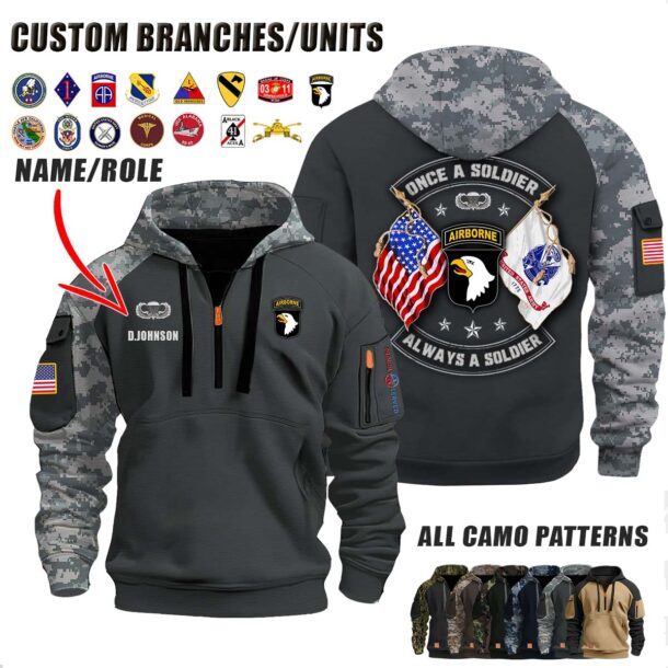 Custom US Army N1 All Gave Some Double Flag Halfzip Hoodie 3