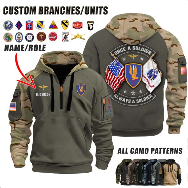 Custom US Army N1 All Gave Some Double Flag Halfzip Hoodie 4