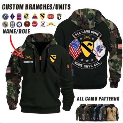 Custom US Army N2 All Gave Some Double Flag Halfzip Hoodie 1