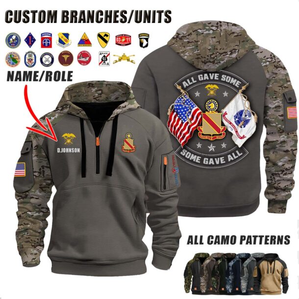 Custom US Army N2 All Gave Some Double Flag Halfzip Hoodie 3