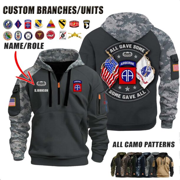 Custom US Army N2 All Gave Some Double Flag Halfzip Hoodie 5