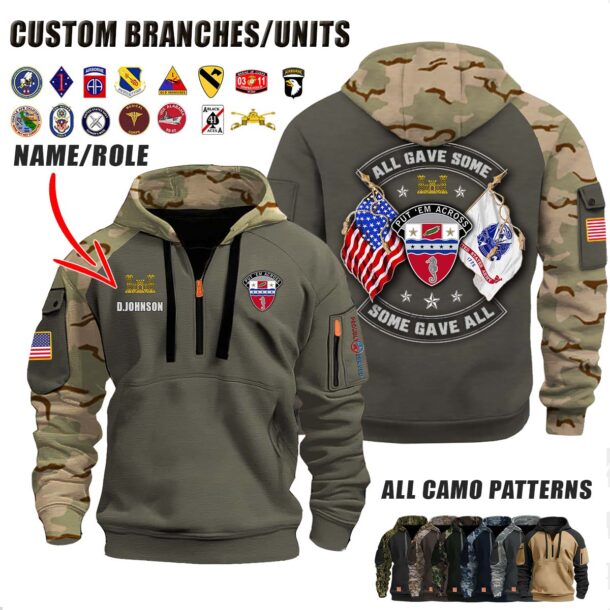 Custom US Army N2 All Gave Some Double Flag Halfzip Hoodie 7