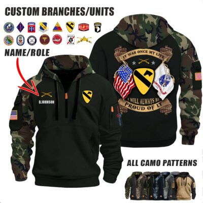 Custom US Army V5 Dual Flag Halfzip Hoodie 1