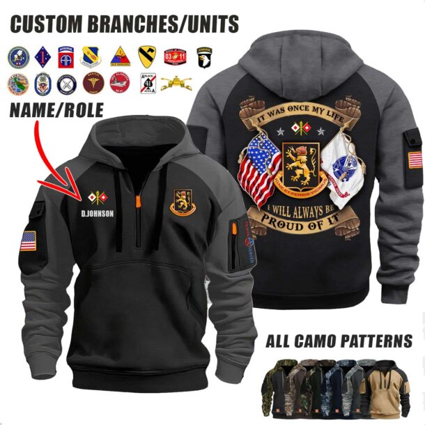 Custom US Army V5 Dual Flag Halfzip Hoodie 4
