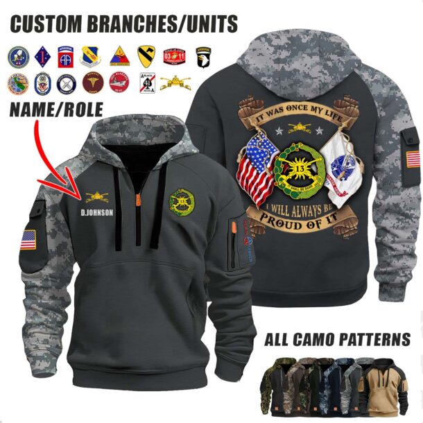 Custom US Army V5 Dual Flag Halfzip Hoodie 7