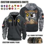 Custom US Army Vet Eagle Once A Soldier Camo Halfzip Hoodie 2