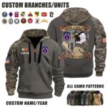 Custom US Army Vet Eagle Once A Soldier Camo Halfzip Hoodie 5